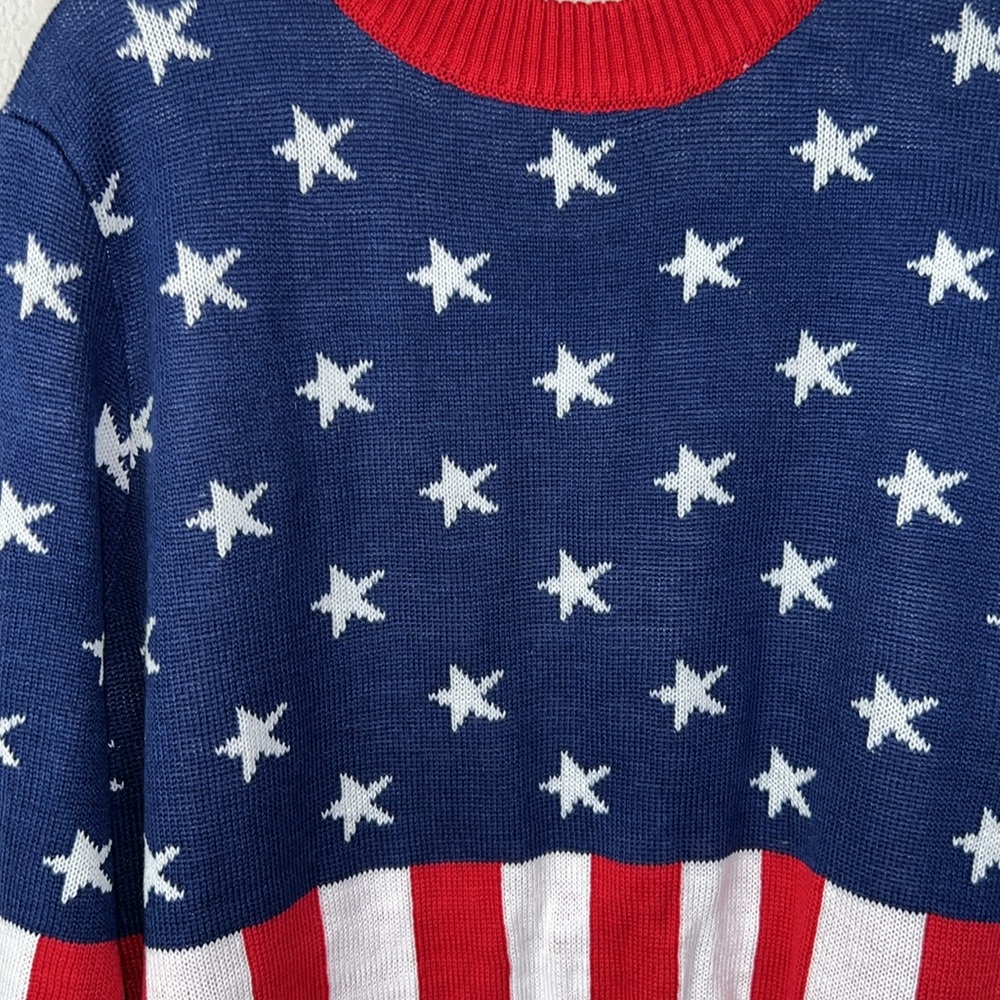 Tipsy Elves American Flag Red White Blue Sweater with Patriotic Flair Size L - Picture 5 of 10